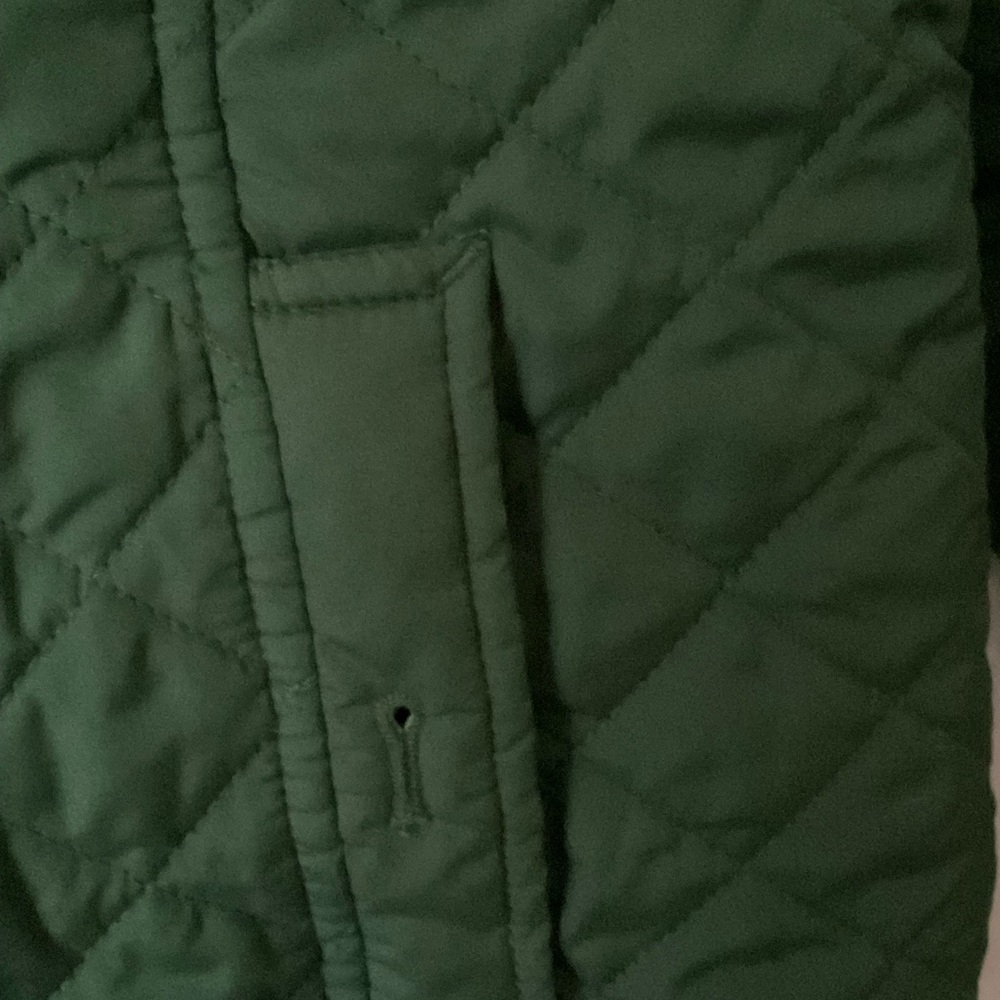 J Jill Quilted Jacket Small Green Lightweight Pockets Button Up Diamond women’s - Picture 3 of 8